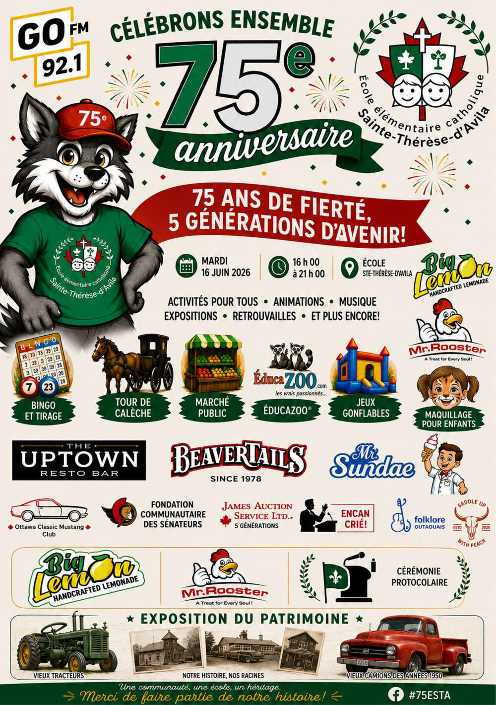 75e anniversaire - École élémentaire catholique Sainte-Thérèse d'Avila